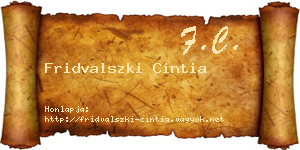 Fridvalszki Cintia névjegykártya